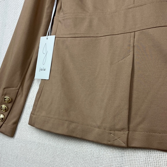 JOIE Blazer Jacket Gold Buttons Stretch Knit Rayon Camel Color NWT - Picture 12 of 14